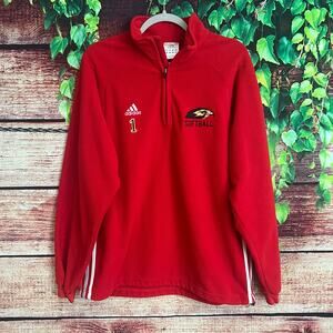 Adidas Climawarm 1/4 Zip Fleece Pullover Small Fits L/XL Red Softball Eagle Red